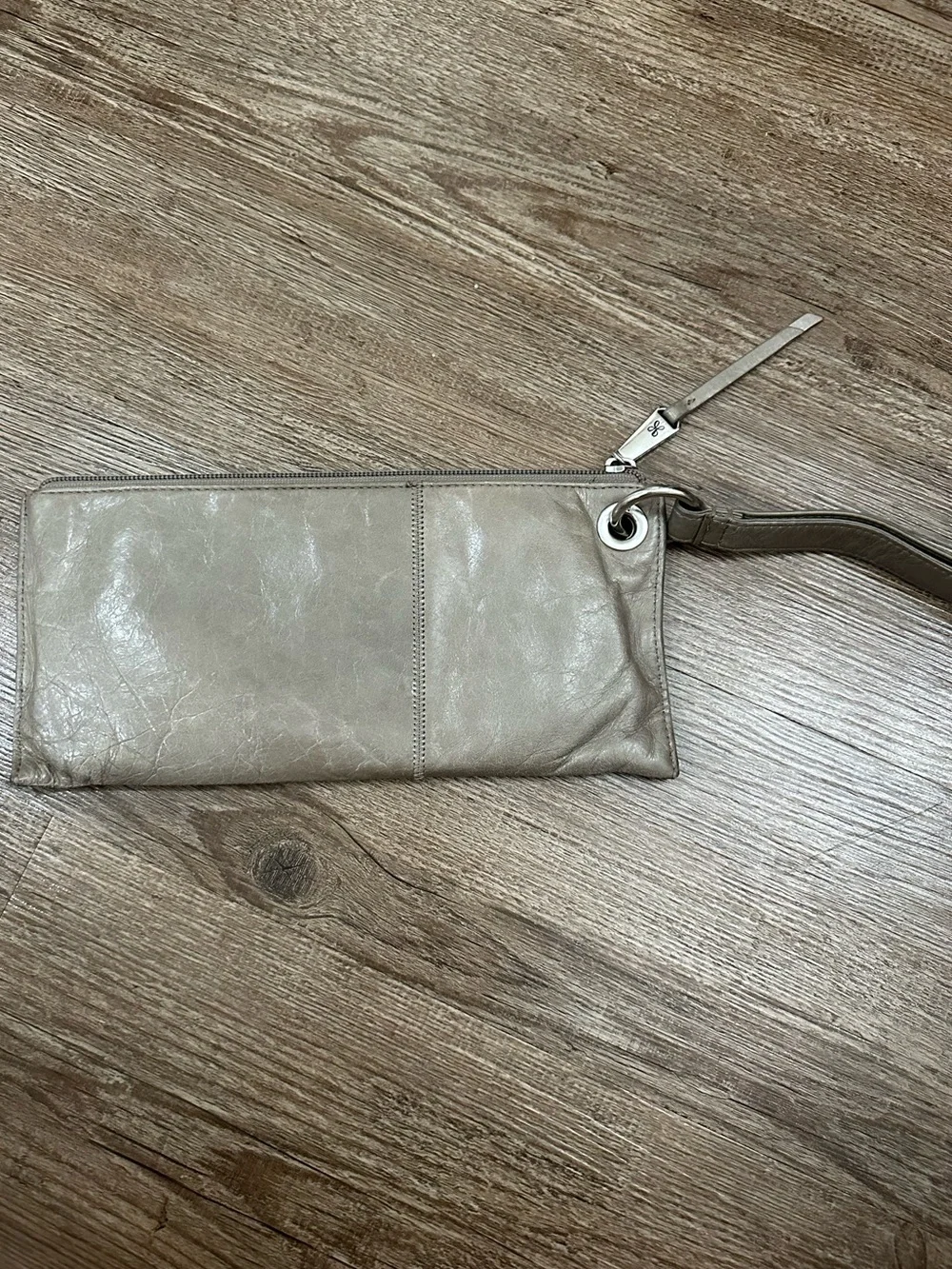 HOBO Taupe Leather Wristlet Clutch